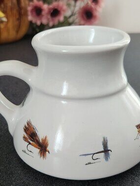 Vintage Angler's Expressions 1991 No-Spill Coffee Travel Mug Fly Fishing Lure